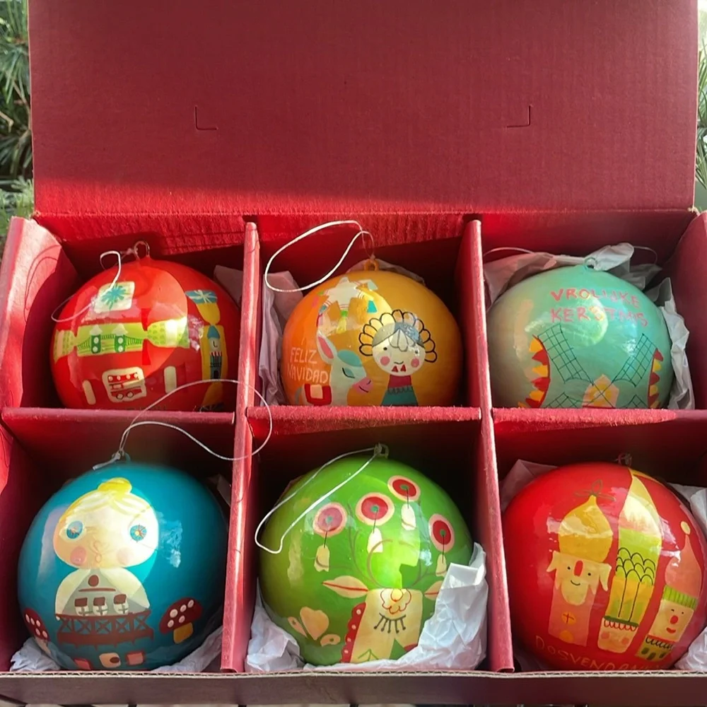 Crate & Barrel - A Set of 6 Christmas Around the World Ornaments